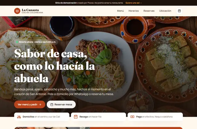 Vista de la página de Restaurante La Canasta